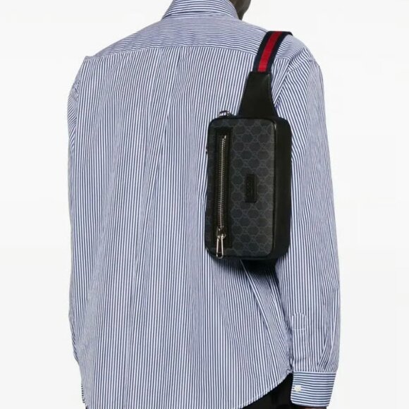 $1100 GUCCI Charcoal GG Supreme Multi Monogram Canvas Belt Bag - Picture 1 of 12